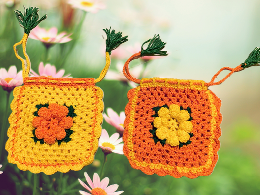 Charu Pouch | Granny Square Crochet Pouch