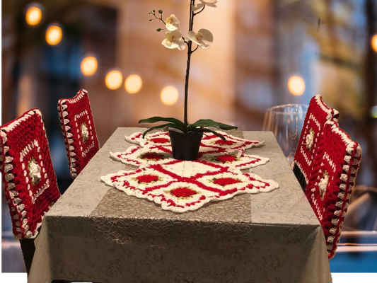 Phool Dining Set | Crochet Flower Mats & Chair Covers